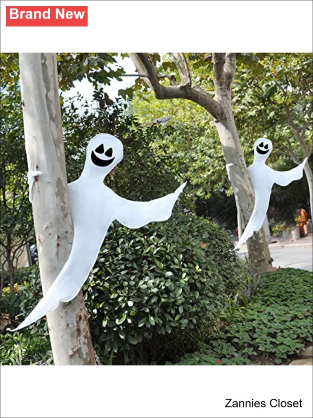 👻 JOYIN 2 Pcs 53” Halloween Tree Wrap Ghost Decoration Outdoor Smiling Hanging
